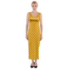 Polka Dot Orange Yellow Fitted Maxi Dress by Mariart