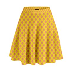 Polka Dot Orange Yellow High Waist Skirt by Mariart