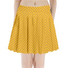 Polka Dot Orange Yellow Pleated Mini Skirt by Mariart