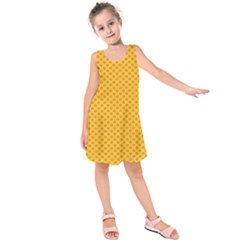 Polka Dot Orange Yellow Kids  Sleeveless Dress by Mariart