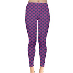 Polka Dot Purple Blue Leggings  by Mariart