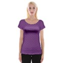 Polka Dot Purple Blue Women s Cap Sleeve Top View1