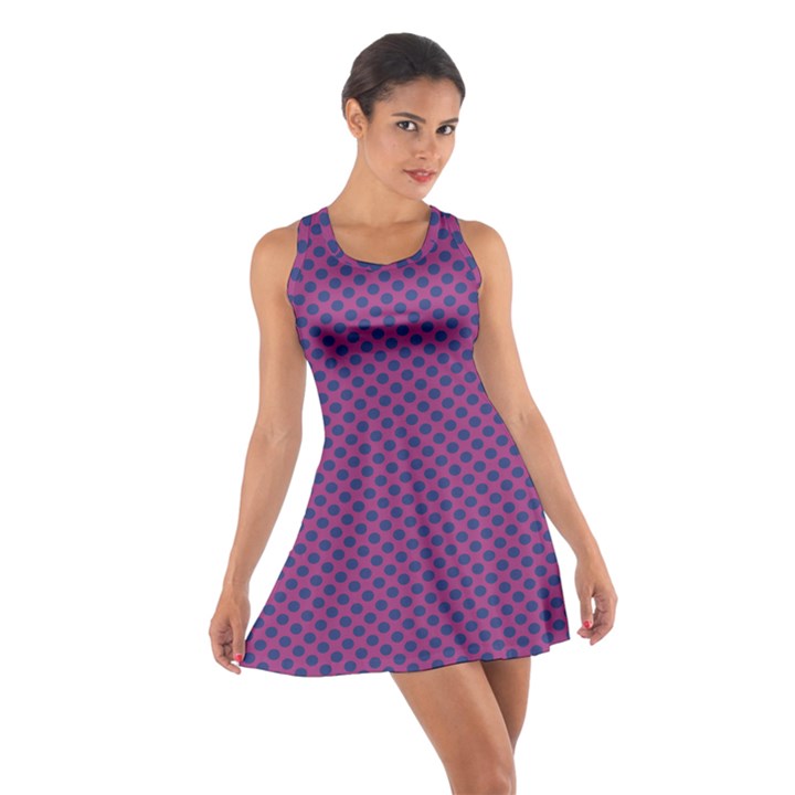 Polka Dot Purple Blue Cotton Racerback Dress