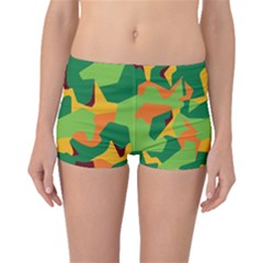 Initial Camouflage Green Orange Yellow Boyleg Bikini Bottoms by Mariart