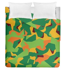 Initial Camouflage Green Orange Yellow Duvet Cover Double Side (queen Size) by Mariart