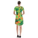 Initial Camouflage Green Orange Yellow Short Sleeve V-neck Flare Dress View2