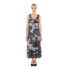 Initial Camouflage Grey Sleeveless Maxi Dress by Mariart