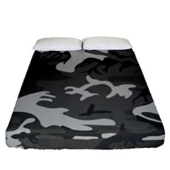 Initial Camouflage Grey Fitted Sheet (queen Size) by Mariart