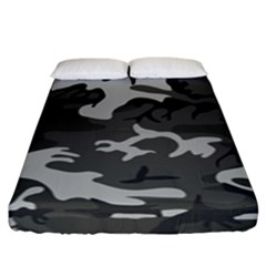 Initial Camouflage Grey Fitted Sheet (king Size) by Mariart