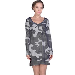 Initial Camouflage Grey Long Sleeve Nightdress by Mariart