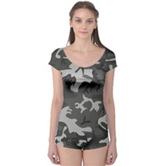 Initial Camouflage Grey Boyleg Leotard  by Mariart