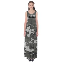 Initial Camouflage Grey Empire Waist Maxi Dress by Mariart