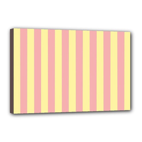 Pink Yellow Stripes Line Canvas 18  X 12  by Mariart