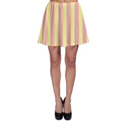 Pink Yellow Stripes Line Skater Skirt by Mariart