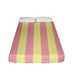 Pink Yellow Stripes Line Fitted Sheet (full/ Double Size) by Mariart