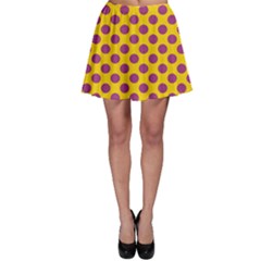 Polka Dot Purple Yellow Skater Skirt by Mariart