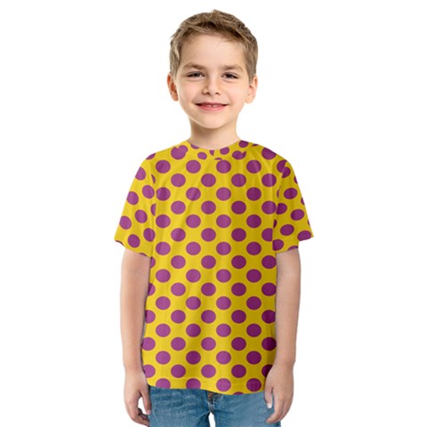 Polka Dot Purple Yellow Kids  Sport Mesh Tee by Mariart