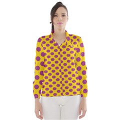 Polka Dot Purple Yellow Wind Breaker (women) by Mariart