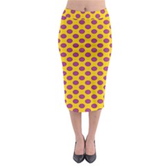 Polka Dot Purple Yellow Midi Pencil Skirt by Mariart