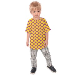 Polka Dot Purple Yellow Kids  Raglan Tee