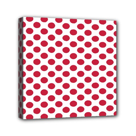 Polka Dot Red White Mini Canvas 6  X 6  by Mariart