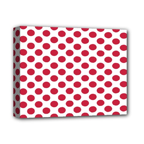 Polka Dot Red White Deluxe Canvas 14  X 11  by Mariart