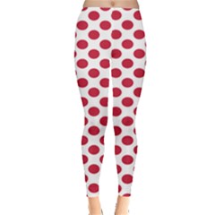 Polka Dot Red White Leggings  by Mariart