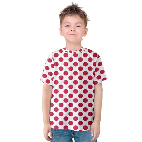 Polka Dot Red White Kids  Cotton Tee by Mariart