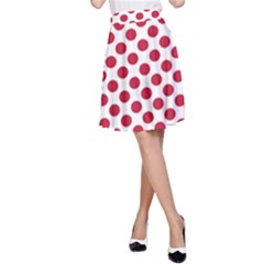 Polka Dot Red White A-line Skirt by Mariart