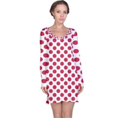 Polka Dot Red White Long Sleeve Nightdress by Mariart