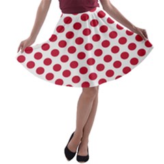 Polka Dot Red White A-line Skater Skirt by Mariart