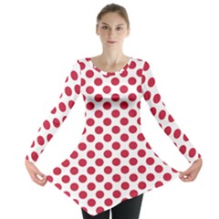 Polka Dot Red White Long Sleeve Tunic  by Mariart