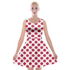 Polka Dot Red White Velvet Skater Dress by Mariart