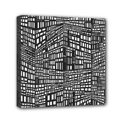 Plaid Black White Mini Canvas 6  X 6 