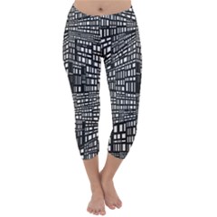 Plaid Black White Capri Winter Leggings  by Mariart