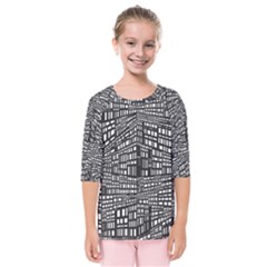 Plaid Black White Kids  Quarter Sleeve Raglan Tee