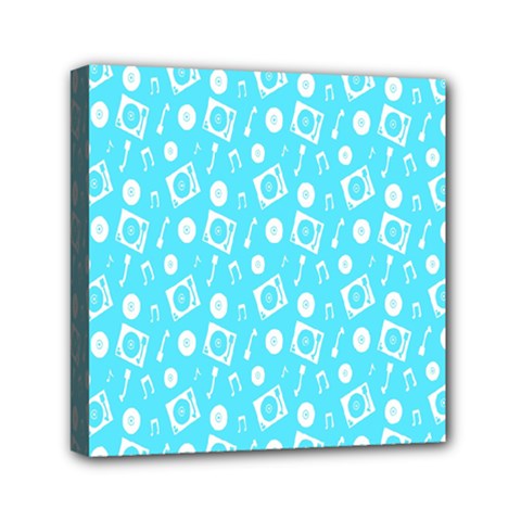 Record Blue Dj Music Note Club Mini Canvas 6  X 6 