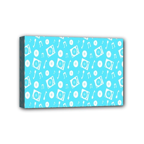 Record Blue Dj Music Note Club Mini Canvas 6  X 4  by Mariart