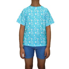 Record Blue Dj Music Note Club Kids  Short Sleeve Swimwear by Mariart