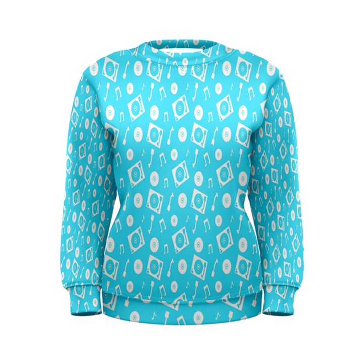 Record Blue Dj Music Note Club Women s Sweatshirt