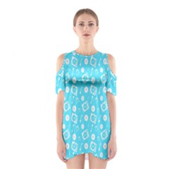 Record Blue Dj Music Note Club Shoulder Cutout One Piece by Mariart