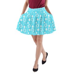 Record Blue Dj Music Note Club A-line Pocket Skirt by Mariart