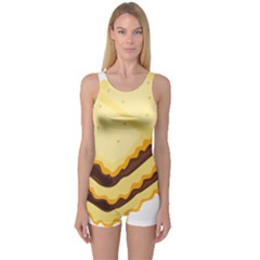 Sandwich Biscuit Chocolate Bread One Piece Boyleg Swimsuit by Mariart