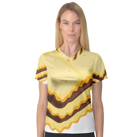 Sandwich Biscuit Chocolate Bread Women s V-neck Sport Mesh Tee by Mariart