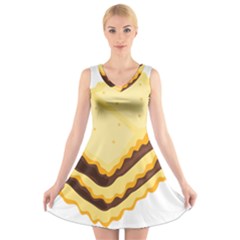 Sandwich Biscuit Chocolate Bread V-neck Sleeveless Skater Dress by Mariart