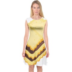 Sandwich Biscuit Chocolate Bread Capsleeve Midi Dress by Mariart