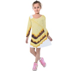 Sandwich Biscuit Chocolate Bread Kids  Long Sleeve Velvet Dress by Mariart