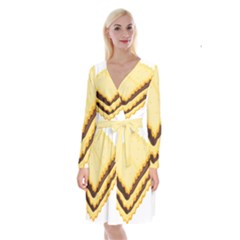 Sandwich Biscuit Chocolate Bread Long Sleeve Velvet Front Wrap Dress