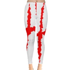 Scratches Claw Red White H Leggings  by Mariart