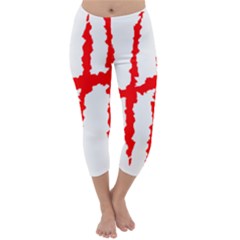 Scratches Claw Red White H Capri Winter Leggings  by Mariart